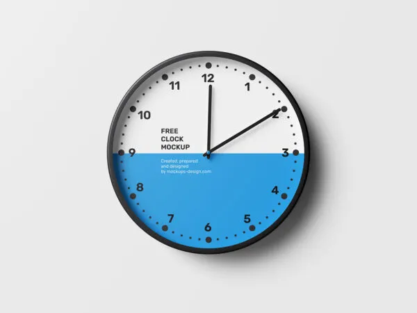 3 Clock Mockups in Front and Perspective View 1