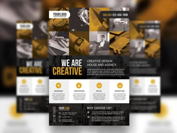 3 Collage Modern Corporate and Business Flyer Templates in Different Colors 1