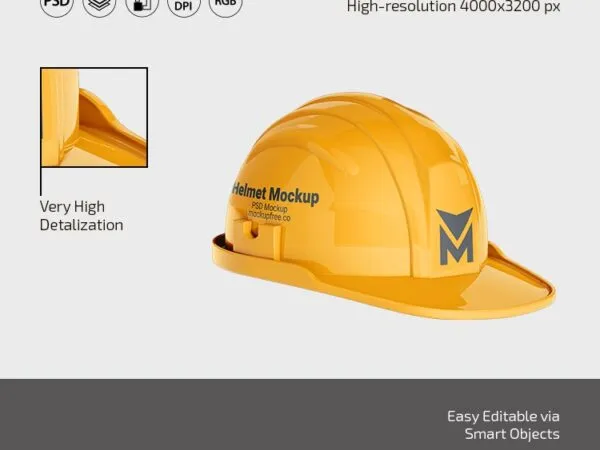3 Construction Helmet Mockups in Different Shots 1