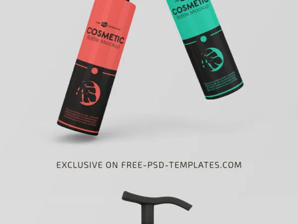 3 Cosmetic Dispenser Bottles Mockups with Different Views and Positions 1