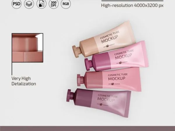 3 Cosmetic Tubes Mockups in Different Shots 1