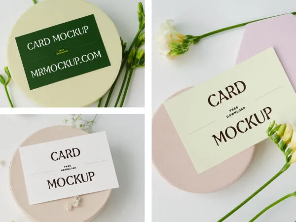 3 Different Cards Mockups with Flowers 1
