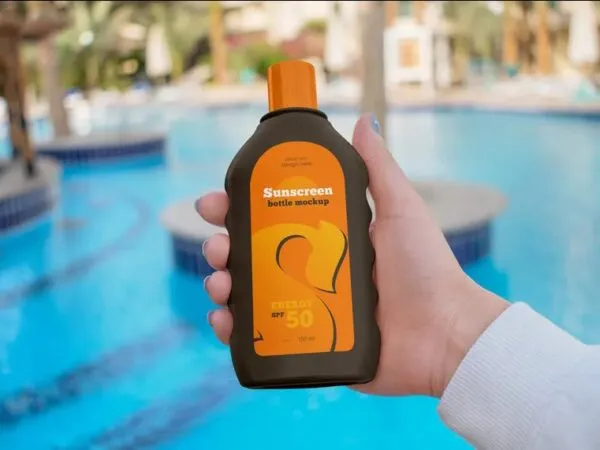 3 Different Shots of Sunscreen Bottle Mockup 1