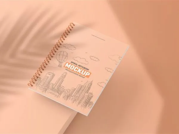 3 Different Showcases of Spiral Notebook Mockup 1