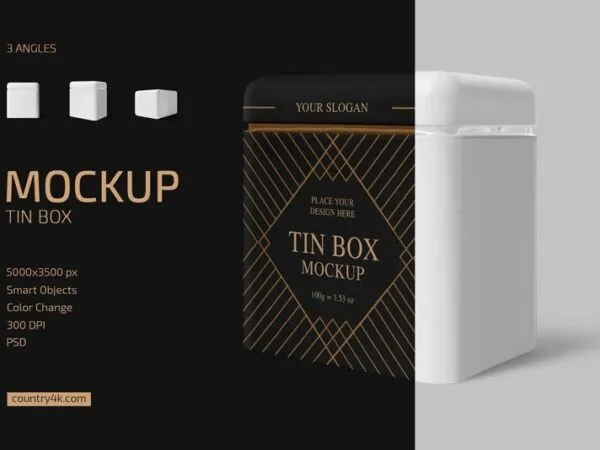 3 Different Sights of Tin Box Mockup 1