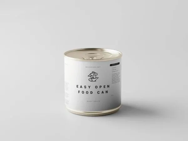 3 Easy Open Food Can Mockups in Perspective and Front Sights 1