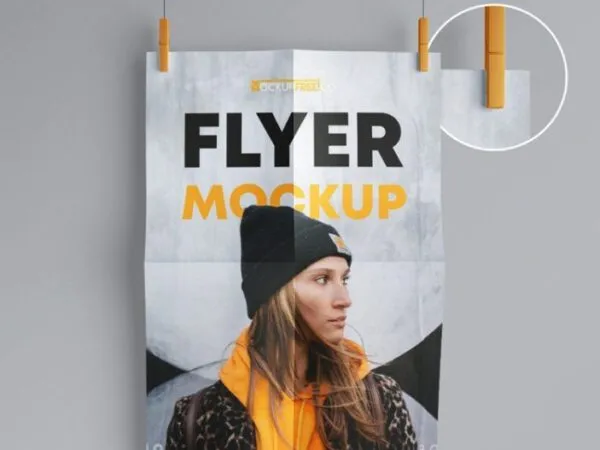 3 Folded Flyer Mockups in Different Views 1