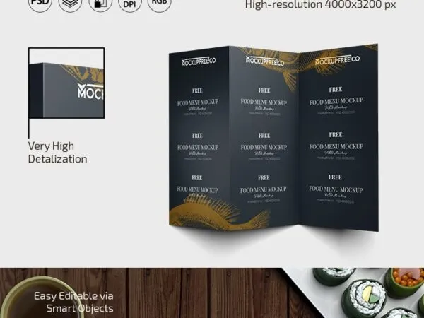 3 Food Menu Mockups in Different Shots 1