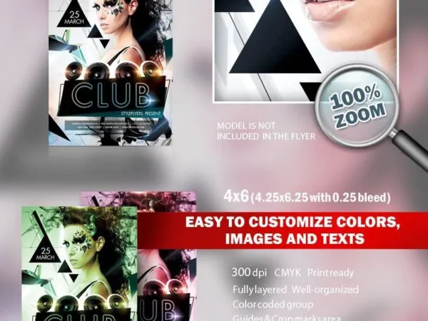 3 Geometric 3D Futuristic Party Flyers Along with Facebook Cover Templates 1