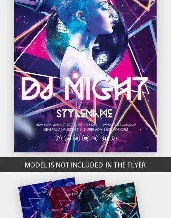 3 Geometric Futuristic Night Party Flyer Templates 1