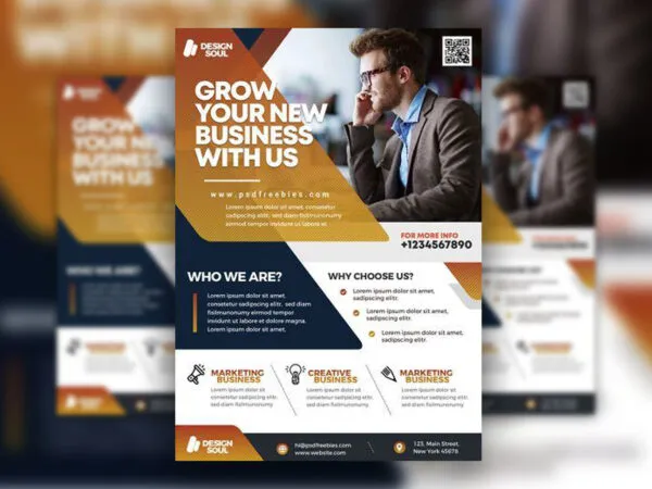 3 Geometric Modern Business and Corporate Flyer Templates in Different Colors 1