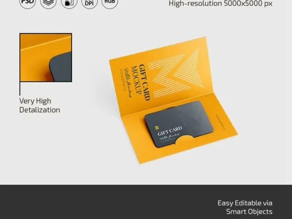 3 Gift Card Mockups in Perspective and Front Sights 1