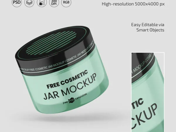 3 Glass Cosmetic Jar Mockup in Different Positions 1