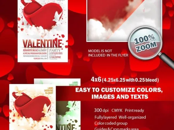3 Glossy Fluid Modern 3D Valentines Day Party Flyer Templates 1