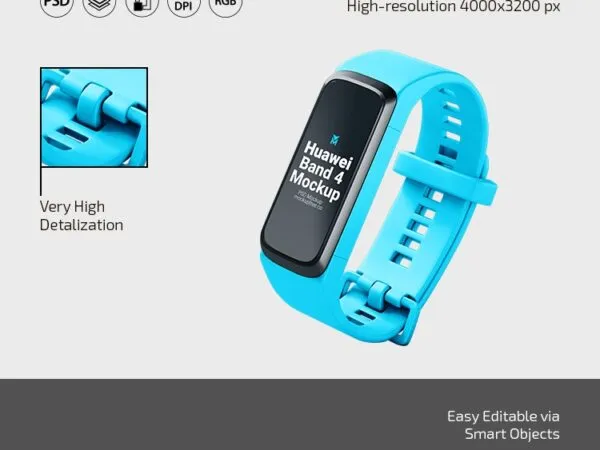3 Huawei Band 4 Mockups in Different Shots 1