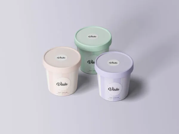 3 Ice Cream Cups Mockup in 3 Pastel Colors 1