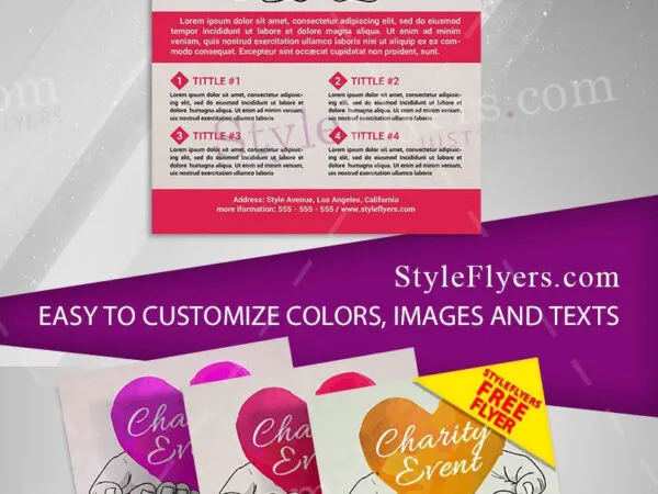 3 Illustrated Conceptual Modern Charity Event Flyers and Facebook Cover Templates 1
