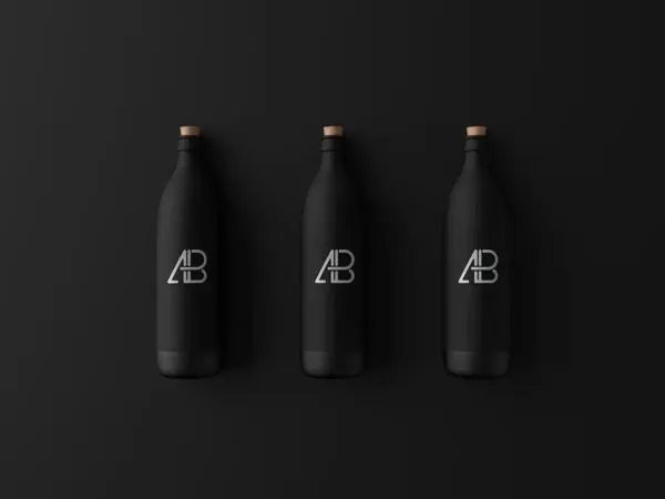 3 Matte Black Bottle Mockup on Dark Background 1