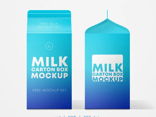 3 Milk Carton Box Mockups From Different Views 1