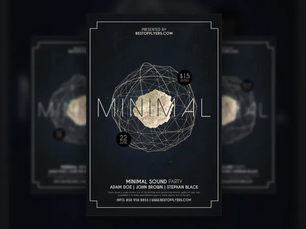 3 Minimal Border Party Flyer Poster and Facebook Cover Templates 1