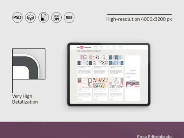 3 Minimalist Mockups of Tablets in Different Views 1