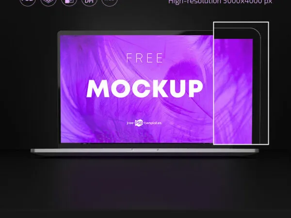 3 Minimalistic Mockups Featuring MacBook Pro in Different Views 1