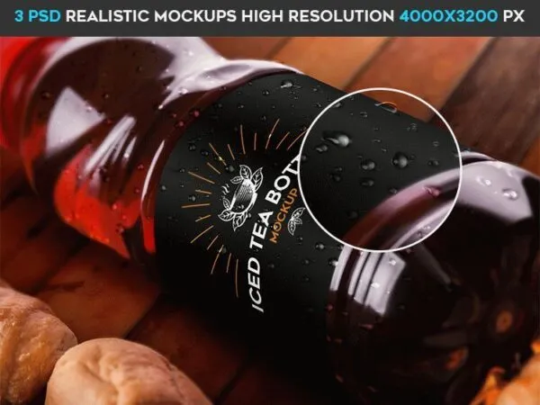 3 Mockups Featuring Iced Tea Bottles in Different Positions 1