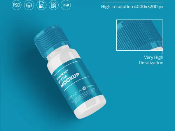 3 Mockups Featuring Pharmacy Bottles in Different Views 1