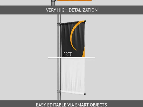 3 Mockups Featuring Pole Banners in Different Views 1
