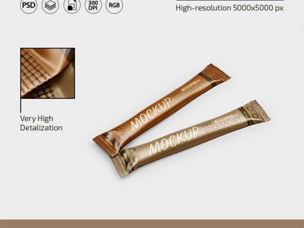3 Mockups Including Stick Sachets in Different Views 1