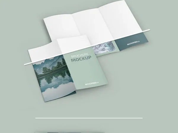3 Mockups Including Tri fold Brochures in Different Positions 1