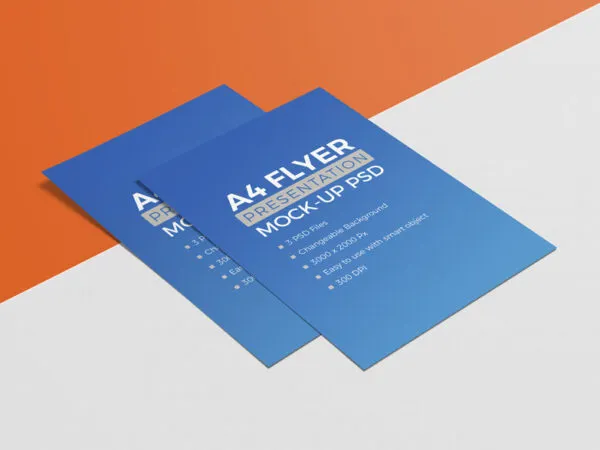 3 Mockups of A4 Size Paper from Different Angles 1