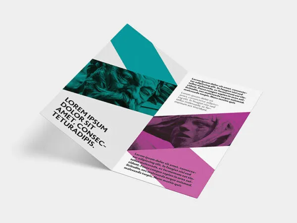 3 Mockups of A5 Bi Fold Brochures in Different Angles 1
