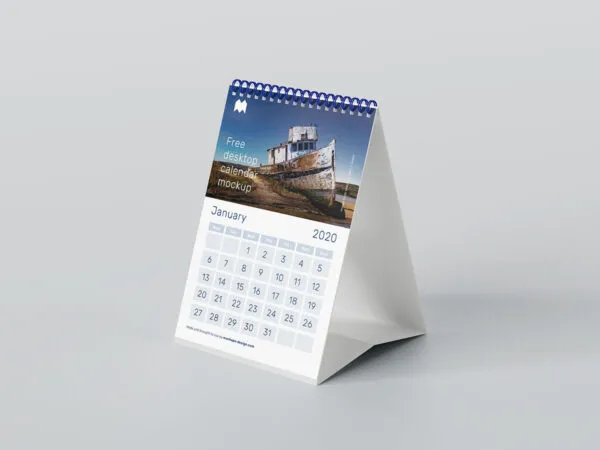 3 Mockups of A5 Desk Calendar in Different Shots 1