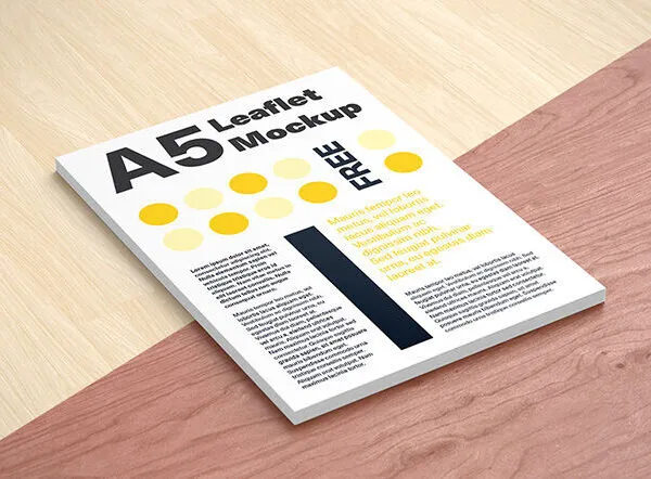 3 Mockups of A5 Leaflets in Different Angles 1