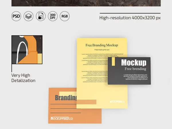 3 Mockups of Branding Stationery in Different Views 1