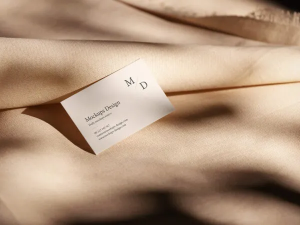 3 Mockups of Business Card on Linen Fabric 1