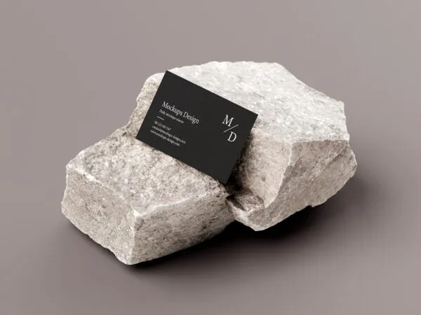 3 Mockups of Business Cards on Stone 1