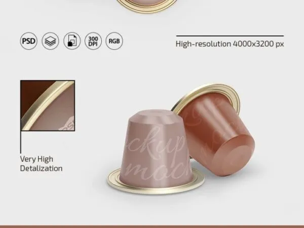 3 Mockups of Coffee Capsules on Floor in Different Views 1