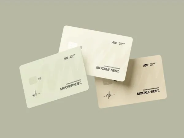 3 Mockups of Credit Cards Floating in the Air 1