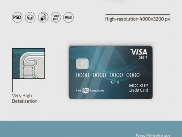 3 Mockups of Credit Cards in Different Angles and Positions 1