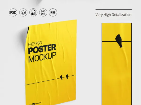 3 Mockups of Crumpled Posters in Different Views 1