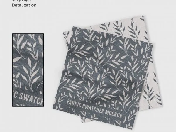 3 Mockups of Fabric Swatches on the Surface in Top View 1