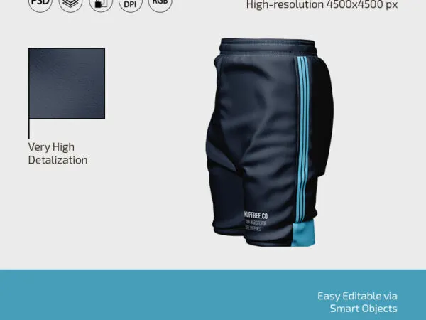 3 Mockups of Floating Soccer Shorts in Different Views 1