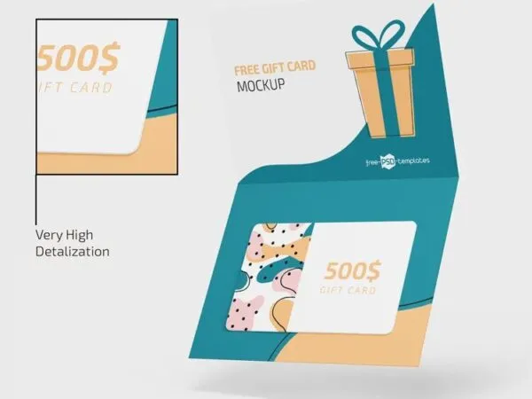3 Mockups of Foldable Gift Cards Set 1