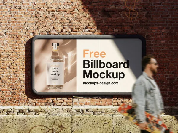 3 Mockups of Horizontal Street Billboard on Brick Wall 1