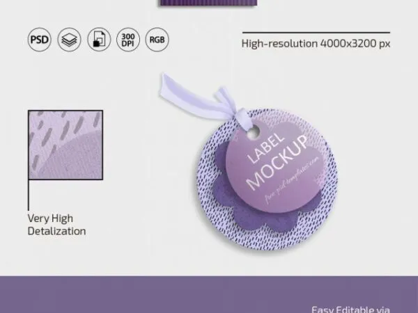 3 Mockups of Label Tags with Different Shapes and Views 1