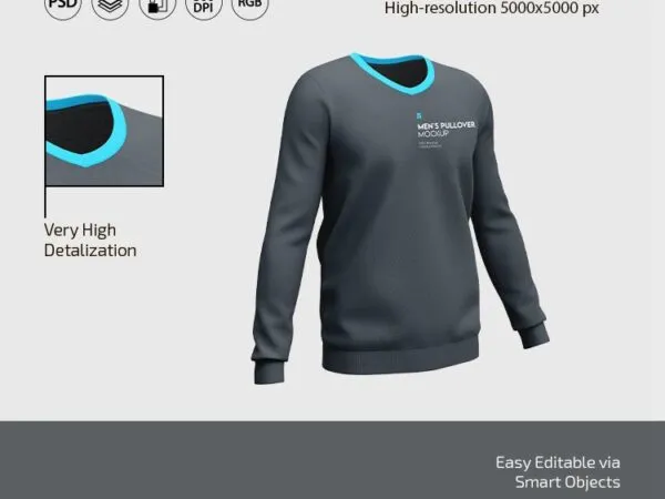 3 Mockups of Mens Pullover from Various Angles 1