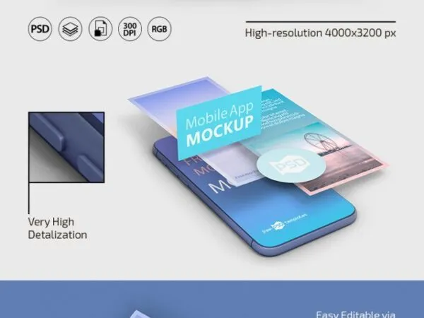 3 Mockups of Mobile App Screens from Different Angles 1