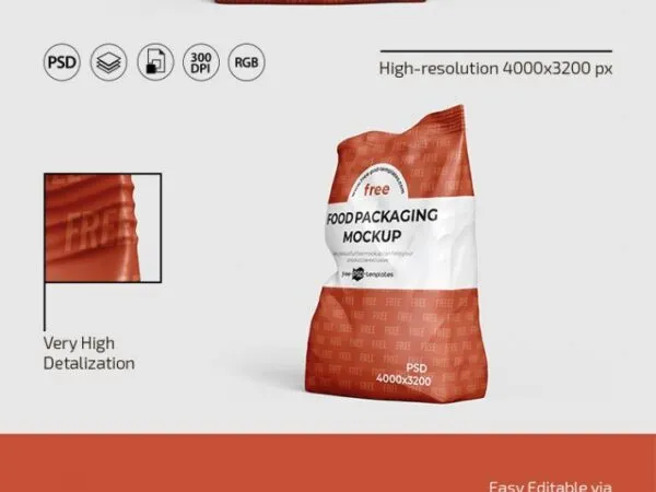 3 Mockups of Packaging Bags in the Front and Half Side Views 1